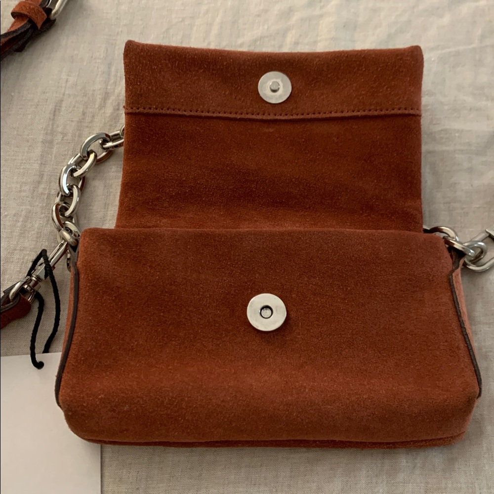 Prune Tan Suede Women's mini  Bag with Chain Strap - Picture 2 of 3